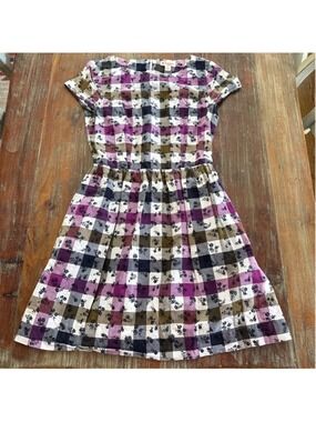 Brooks Brothers Red Fleece Purple Plaid Floral Cotton Dress Size 2